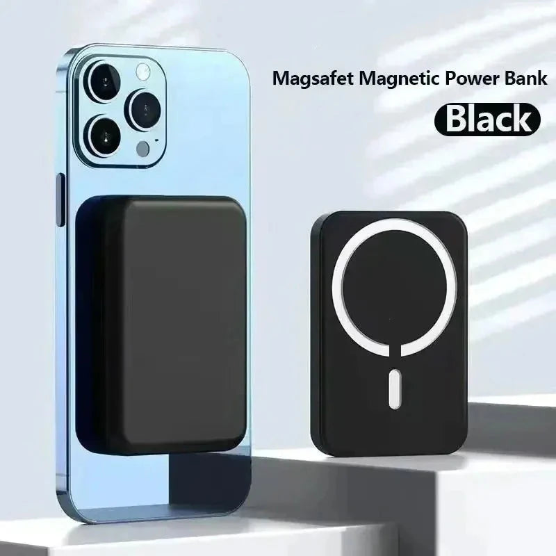 Portable magnetic wireless fast-charging power bank compatible with iPhone 12, 13, 14, 15, and 16 Pro Max