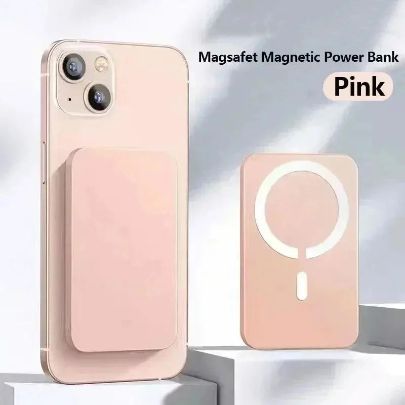 Portable magnetic wireless fast-charging power bank compatible with iPhone 12, 13, 14, 15, and 16 Pro Max