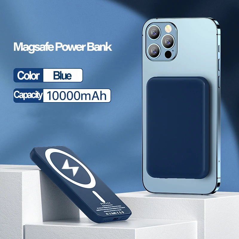 Portable magnetic wireless fast-charging power bank compatible with iPhone 12, 13, 14, 15, and 16 Pro Max