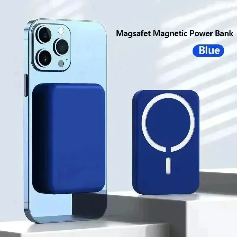 Portable magnetic wireless fast-charging power bank compatible with iPhone 12, 13, 14, 15, and 16 Pro Max