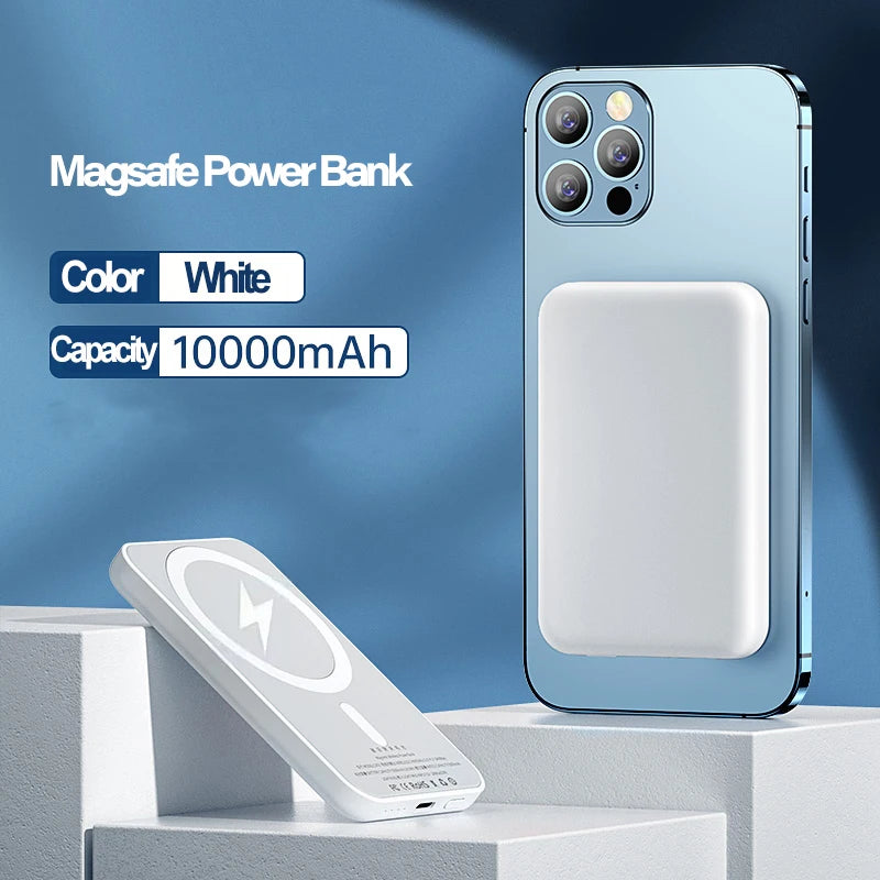Portable magnetic wireless fast-charging power bank compatible with iPhone 12, 13, 14, 15, and 16 Pro Max
