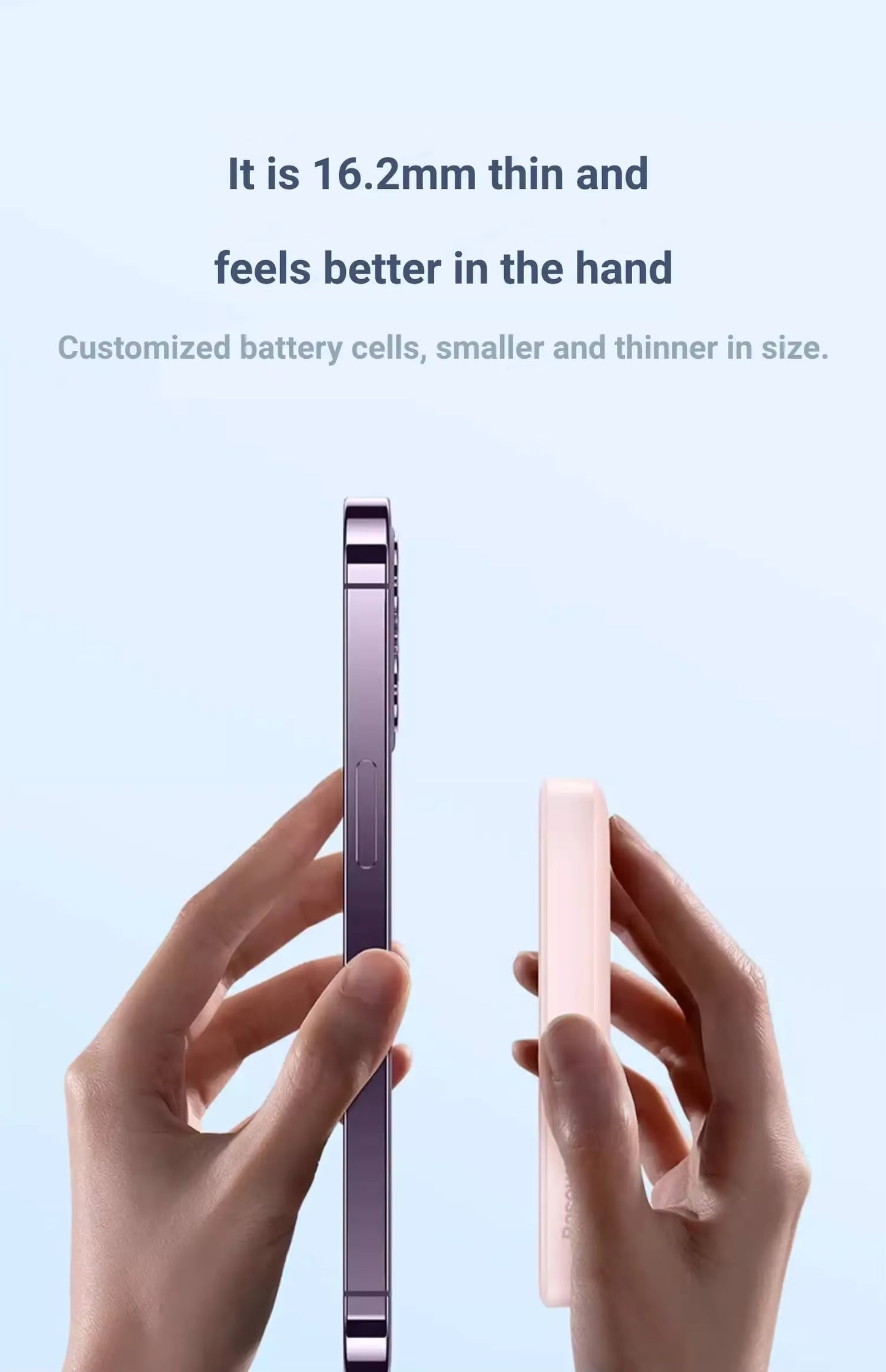 Portable magnetic wireless fast-charging power bank compatible with iPhone 12, 13, 14, 15, and 16 Pro Max